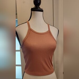 Bozzolo Ribbed Crop Top - Tan